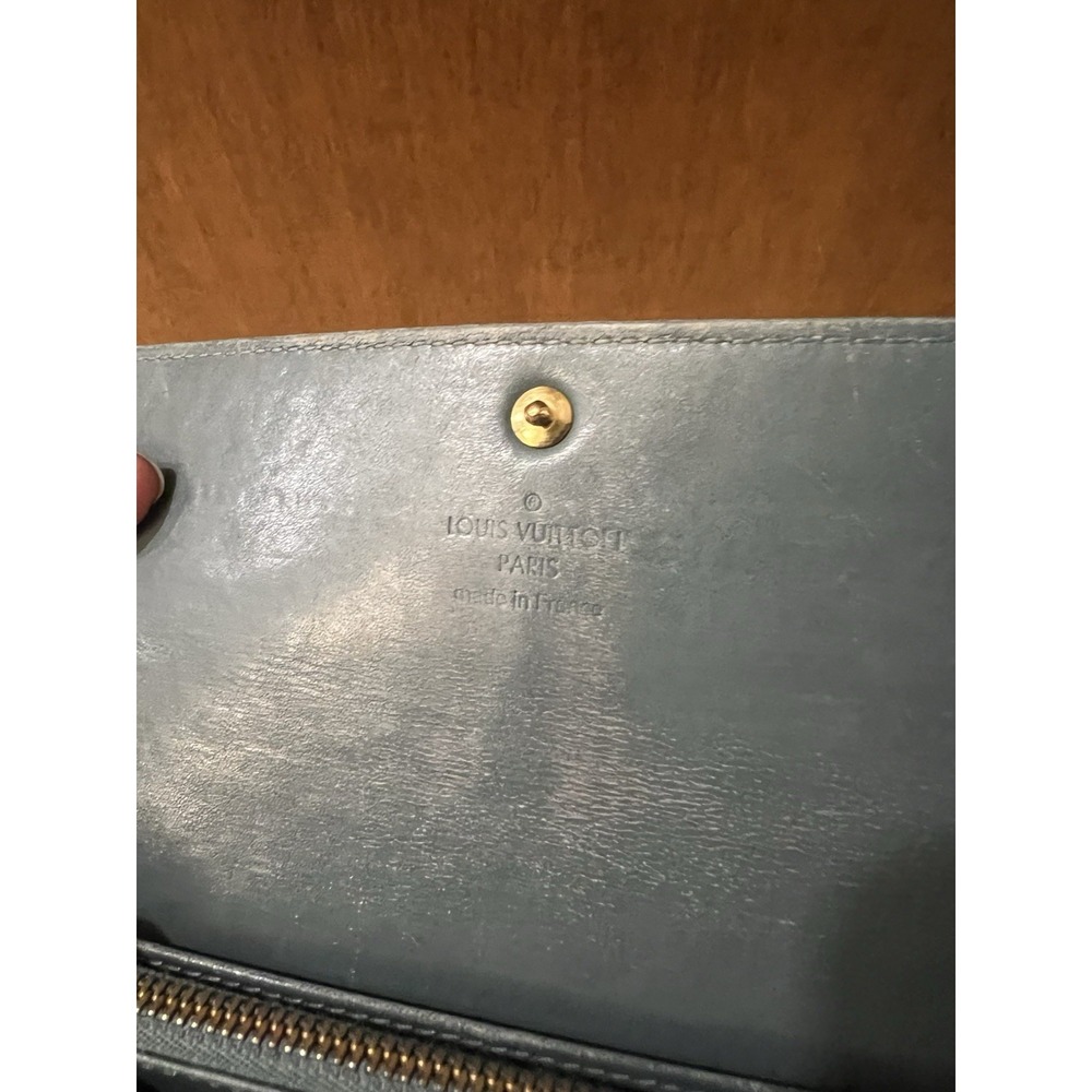 Louis Vuitton Patent Green Monogram‎ Vernis Sarah Wallet Blue Interior Project - Picture 9 of 12